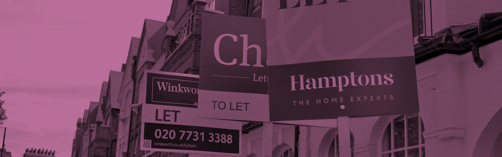 To let signs in front of a row of houses